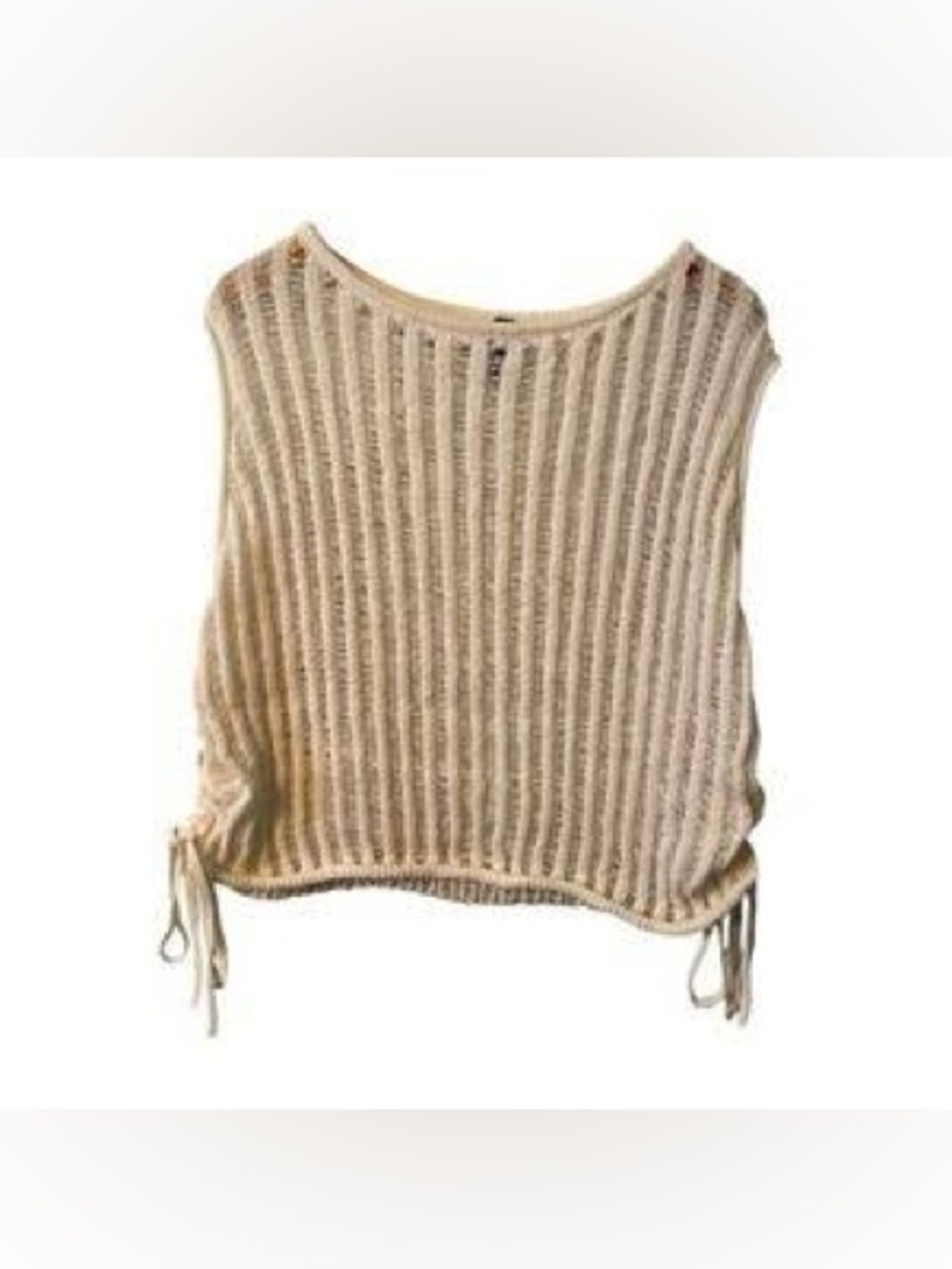 H&M Beige Open-Knit Side-Tie Tank Top